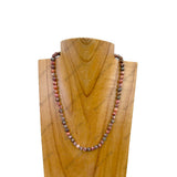 NKZ240312-45                     16 inches 6mm orange jasper stone ball Necklace