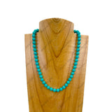 NKZ240312-48                        16 inches 8mm blue turquoise stone ball Necklace