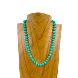 NKZ240312-48                        16 inches 8mm blue turquoise stone ball Necklace