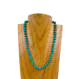 NKZ240312-51                      16 inches 8mm dark green turquoise stone ball Necklace