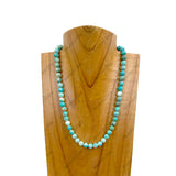 NKZ240312-51                      16 inches 8mm dark green turquoise stone ball Necklace
