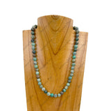 NKZ240312-55                   16 inches 8mm light blue turquoise stone ball Necklace