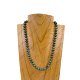 NKZ240312-56                  16 inches 8mm green turquoise stone ball Necklace