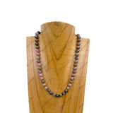 NKZ240312-58                         16 inches 8mm brown jasper stone ball Necklace