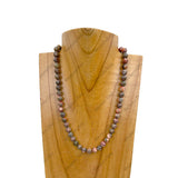 NKZ240312-58                         16 inches 8mm brown jasper stone ball Necklace