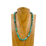 NKZ240312-60                          18 inches 10mm muti blue turquoise stone ball Necklace