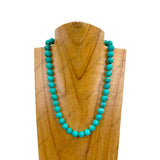 NKZ240312-60                          18 inches 10mm muti blue turquoise stone ball Necklace