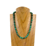 NKZ240312-63                          18 inches 10mm dark green turquoise stone ball Necklace
