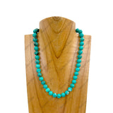 NKZ240312-63                          18 inches 10mm dark green turquoise stone ball Necklace