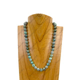 NKZ240312-65                         18 inches 10mm light blue turquoise stone ball Necklace
