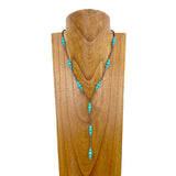 NKZ240330-10                 Copper Navajo pearl with blue turquoise stone beads "Y" shape Necklace