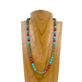 NKZ240414-11                 19 inches green jasper and muti turquoise stone Necklace
