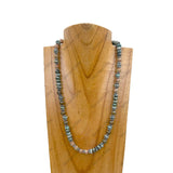 NKZ240414-16              19 inches grey roundel jasper and brown color jasper stone beads Necklace