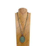 NKZ240519-06            33 Inches brush color Navajo pear beads with brush belt buckle pendent Necklace