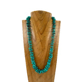 NKZ240534-05-GREEN                 23'' Green flat turquoise stone nuggets Necklace