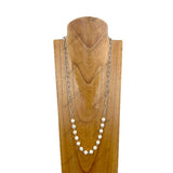 NKZ240810-09           30 inches silver metal chain with white turquoise stone beads Necklace