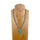 NKZ240810-11                  22 inches flat roundel Navajo pearl beads with blue turquoise stone pendant Necklace