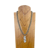 NKZ240810-11                  22 inches flat roundel Navajo pearl beads with blue turquoise stone pendant Necklace