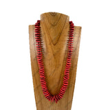 NKZ241025-03-RED                      23'' Red flat stone nuggets Necklace