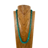 NKZ241025-06-GREEN                 28'' green flat turquoise stone nuggets Necklace