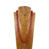 NKZ241025-07-RED                  28'' Red flat turquoise stone nuggets Necklace