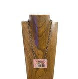 NKZ250553-01                       22.5'' L silver metal chain with western ''REDEO LIFE'' picture pendent Necklace