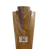 NKZ250553-01                       22.5'' L silver metal chain with western ''REDEO LIFE'' picture pendent Necklace