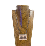 NKZ250553-01                       22.5'' L silver metal chain with western ''REDEO LIFE'' picture pendent Necklace