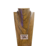 NKZ250553-01                       22.5'' L silver metal chain with western ''REDEO LIFE'' picture pendent Necklace