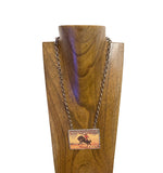 NKZ250553-01                       22.5'' L silver metal chain with western ''REDEO LIFE'' picture pendent Necklace