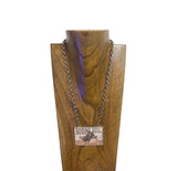 NKZ250553-01                       22.5'' L silver metal chain with western ''REDEO LIFE'' picture pendent Necklace