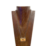 NKZ250554-01                    21'' L silver metal chain with western ''COWBOYS'' picture pendent Necklace