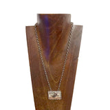 NKZ250554-01                    21'' L silver metal chain with western ''COWBOYS'' picture pendent Necklace