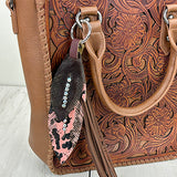 PC260406-01              Western Leather feather with brown tassel Purse charm