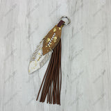 PC260406-02           Western Leather feather with brown tassel Purse charm