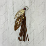 PC260406-03          Western Leather feather with brown tassel Purse charm