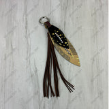 PC260406-04          Western Leather feather with brown tassel Purse charm