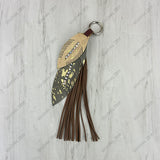 PC260406-06         Western Leather feather with brown tassel Purse charm