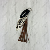 PC260406-07        Western Leather feather with brown tassel Purse charm