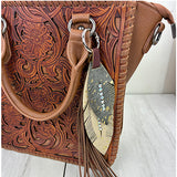 PC260406-08        Western Leather feather with brown tassel Purse charm