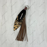 PC260406-10      Western Leather feather with brown tassel Purse charm