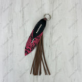 PC260406-11                    Western Leather feather with brown tassel Purse charm