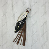 PC260406-12                    Western Leather feather with brown tassel Purse charm