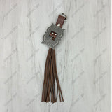 PC260406-13                   Western Leather feather with brown tassel Purse charm