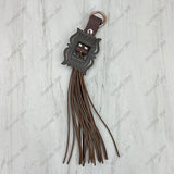 PC260406-14                   Western Leather feather with brown tassel Purse charm