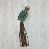 PC260406-15                   Western Leather feather with brown tassel Purse charm