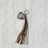 PC260406-17                   Western Leather feather with brown tassel Purse charm