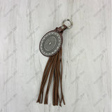 PC260406-18                   Western Leather feather with brown tassel Purse charm
