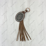 PC260406-19                   Western Leather feather with brown tassel Purse charm
