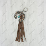 PC260406-21                  Western Leather feather with brown tassel Purse charm